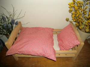 Puppenbett, Holz, von oben