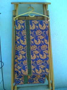 Kenzo shawl, 35 x 140 cm, blue brown, floral pattern