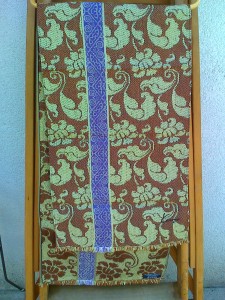 Kenzo shawl, 35 x 140 cm. brown green, floral pattern