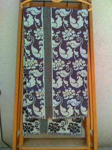 Kenzo shawl 35 x 140 cm, black silver floral pattern
