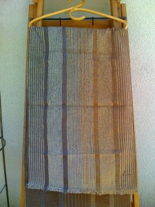 Kenzo shawl 45 x 150 cm, brown silver, striped pattern