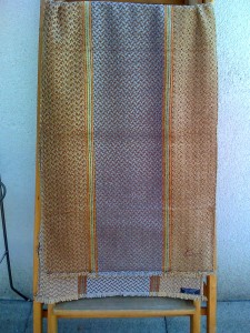 Kenzo shawl, 47 x 150 cm, brown silver, woven basket pattern