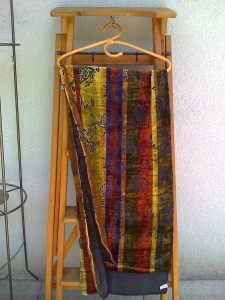 Kenzo shawl, 55 x 160 cm, velvet, brown olive, pattern