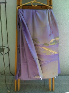 Kenzo stola, 70 x 180 cm, silk taffetas, lila, pattern