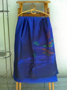 Kenzo stola, 70 x 180 cm, silk taffetas, blue, pattern
