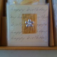 Glückwunsch-Karte klein, Happy Birthday, Blume silber gold