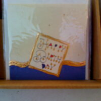 Glückwunsch-Karte klein, Happy Birthday, Welle blau gold