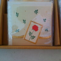 Glückwunsch-Karte klein, Rose rot gold grün