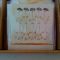 Glückwunsch-Karte klein, fünf Kornblumen blau gold