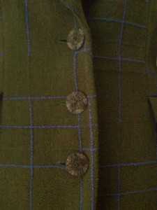 Christian Lacroix Bazar, Hosen-Ensemble, olive violett, Knöpfe