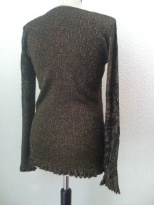 Christian Lacroix Bazar, Longpulli mit Lurex, schwarz, Muster beflockt, Rücken