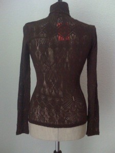 Christian Lacroix Bazar, Pulli mit Stehkragen, Spitze braun, Rückseite