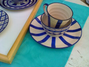 Schale Keramik, Welle blau