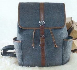 Rucksack Filz grau, mit Edelweiss