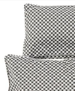 Puppenbett Bettwäsche schwarz weiss Detail