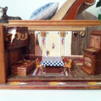 Puppenstube 1:144, Küche mit Kamin braun