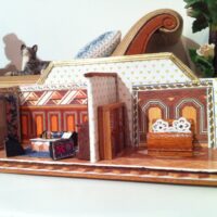 Puppenstube 1:144, Wohnz braun, Schlafz braun