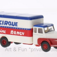 Unic ZU 122 Izoard Koffer, Cirque Rancy (F), 1959 Brekina 1zu87