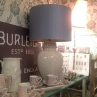 Burleigh dove grey felicity lamp base with shade